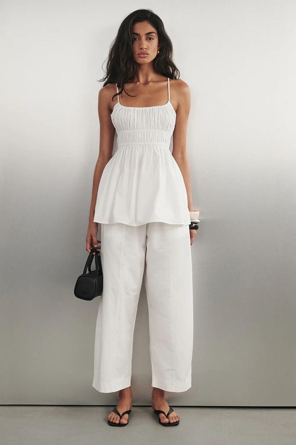 ZAHARA WHITE COTTON RUCHED TOP - Image 7